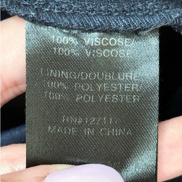 BADGLEY MISHKA deep navy blue scoop neck side ruched midi cocktail dress - Picture 7 of 7